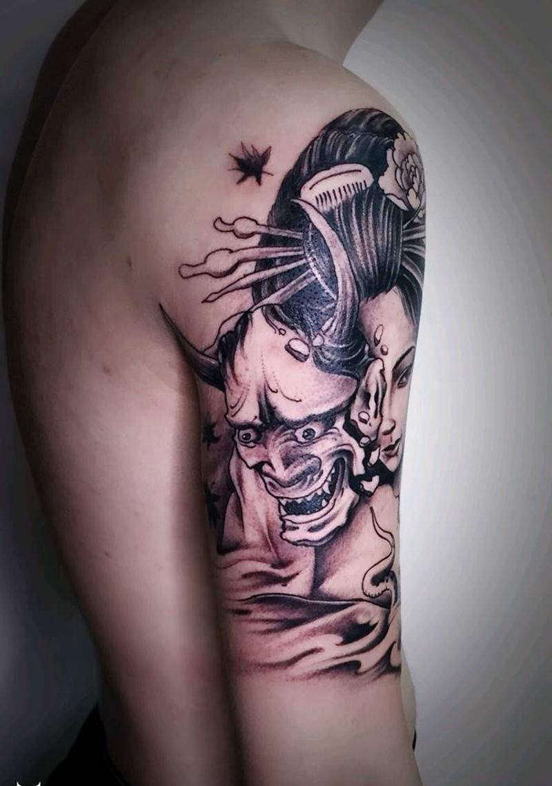 般若艺妓纹身图片