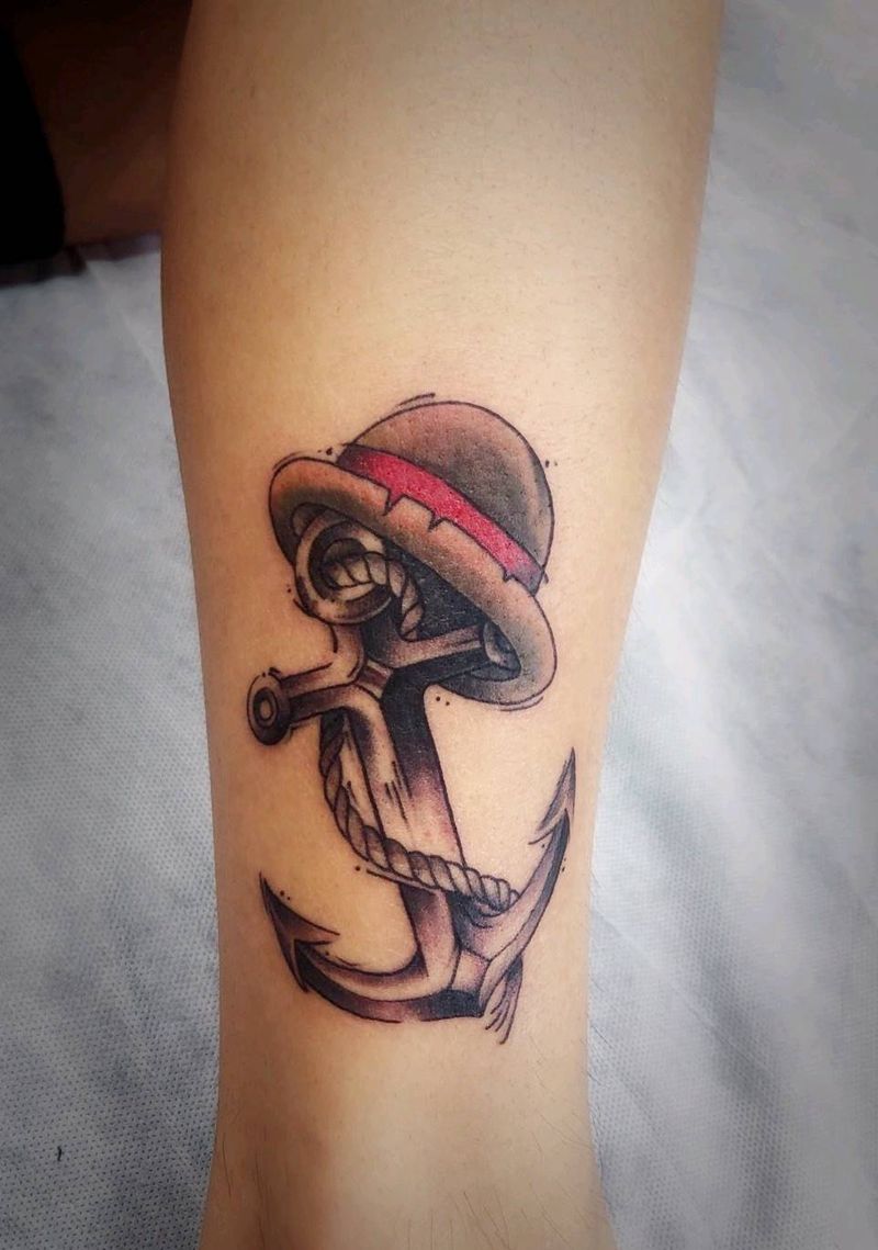 船锚纹身纹身图片_手臂新传统纹身图案