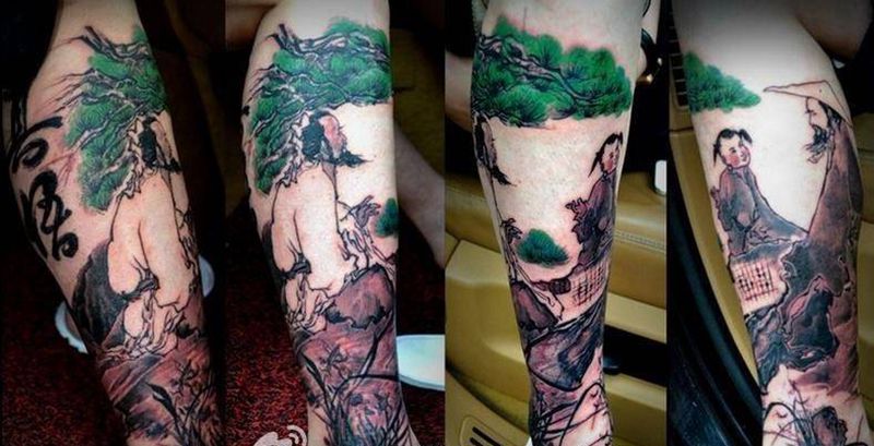 包小腿纹身图片