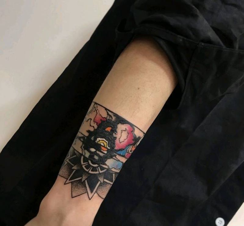 遮盖纹身   手臂纹身纹身图片_手臂点刺遮盖纹身图案