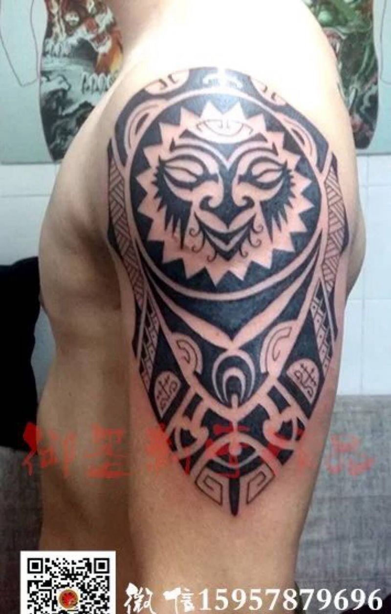 大臂图腾纹身纹身图片_成品手臂图腾传统纹身图案