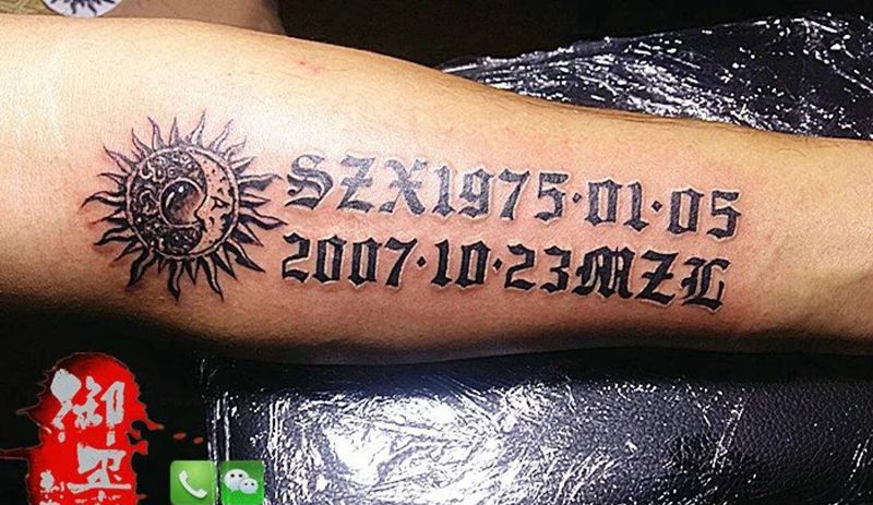 小臂英文纹身图片_宗教字符写实习俗传统手臂成品纹身图案