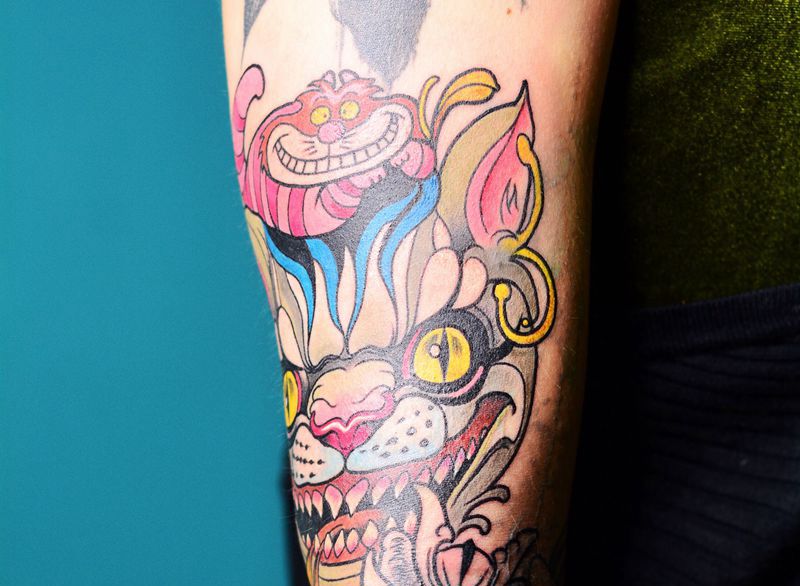 猫纹身图片_手部手臂New School新传统纹身图案