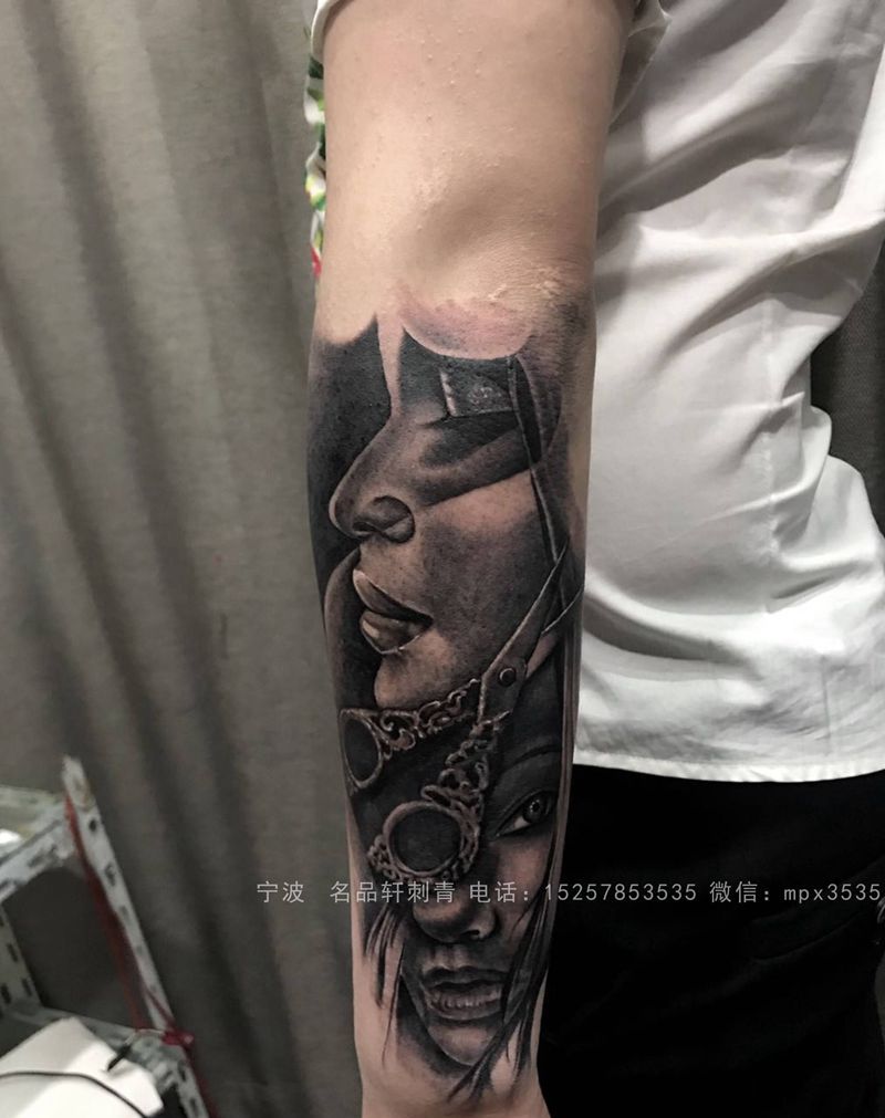 肖像写实纹身图片_手臂欧美写实纹身图案