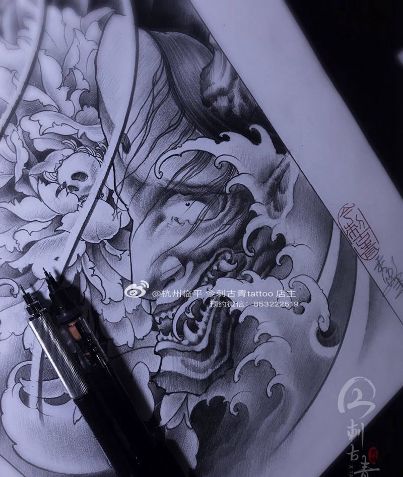 今刺古青studio纹身图片_新传统纹身图案