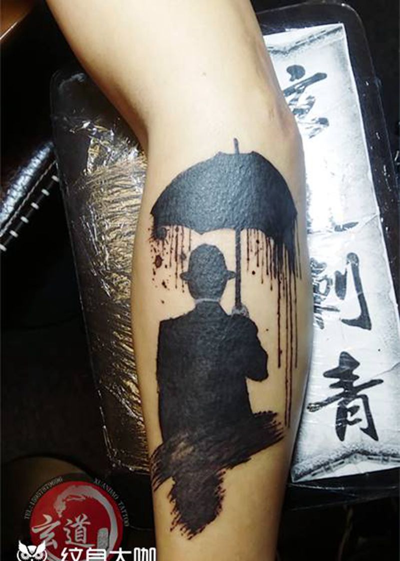 水墨遮盖纹身图片_手臂水墨纹身图案