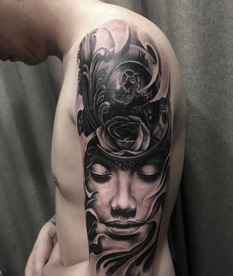 欧美写实肖像（遮盖纹身图片_手臂手部欧美写实写实肖像纹身图案