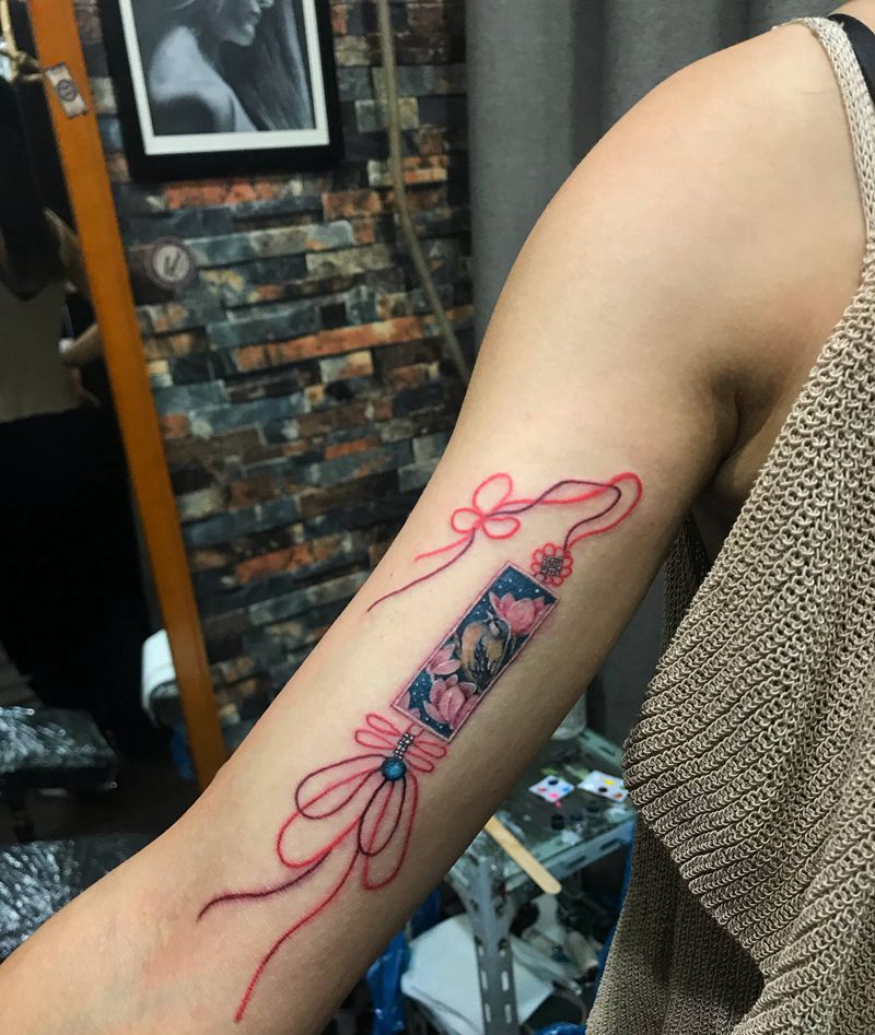 中国结纹身图片_手臂手部水彩纹身图案