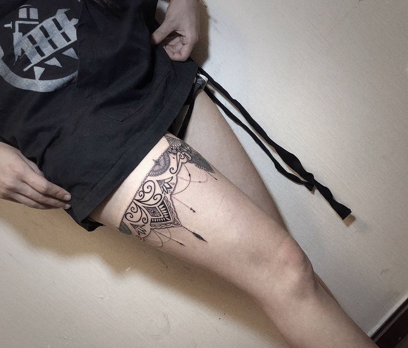 腿部纹身图片_腿部纹身图案