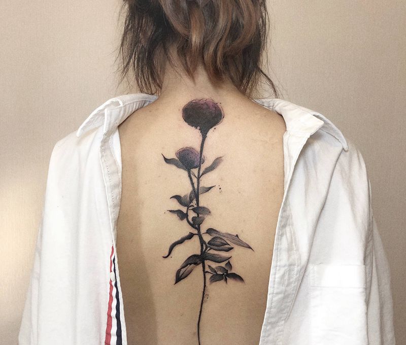 水墨纹身图片_背部水墨纹身图案