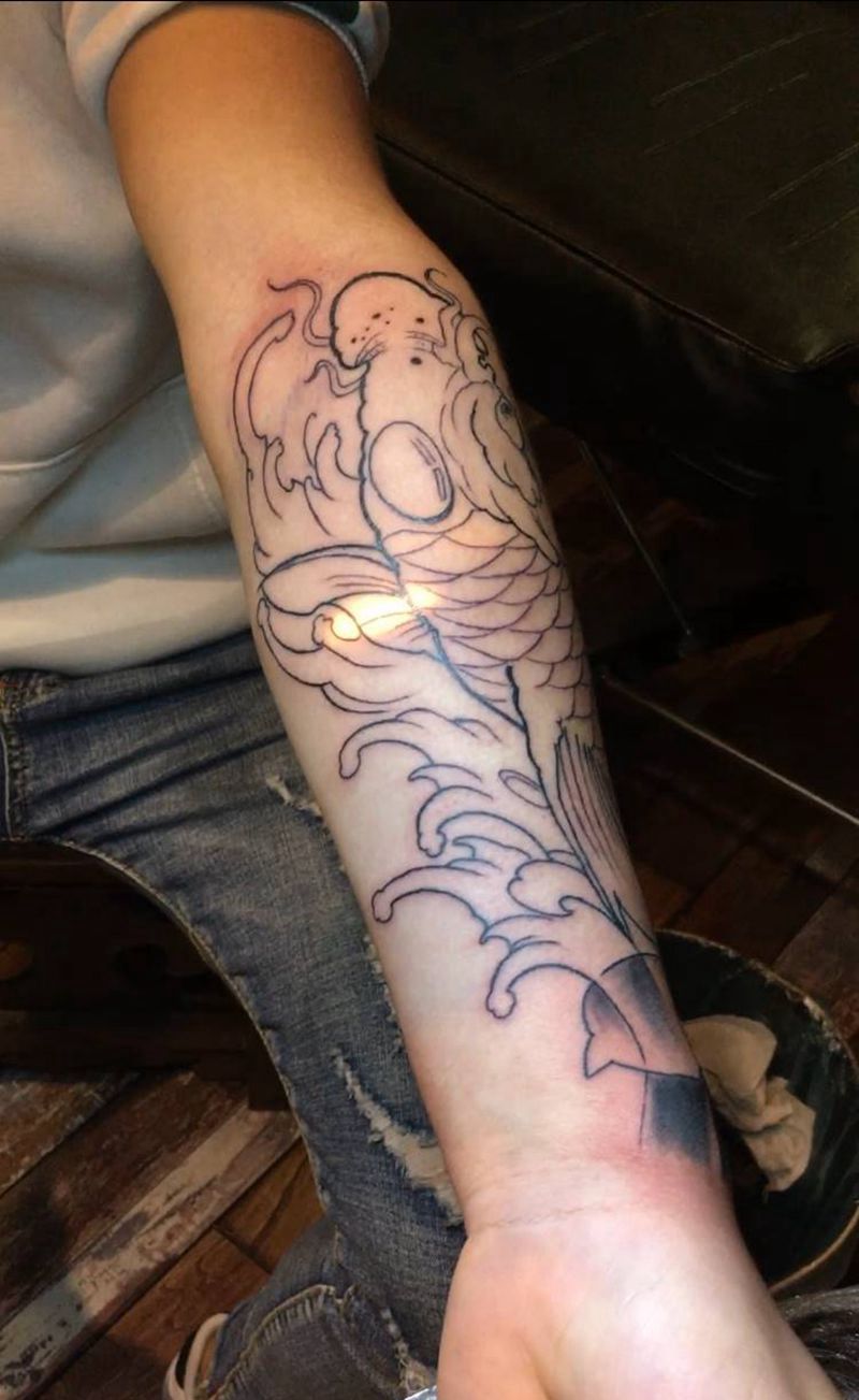 鲤鱼纹身图片_新传统纹身图案