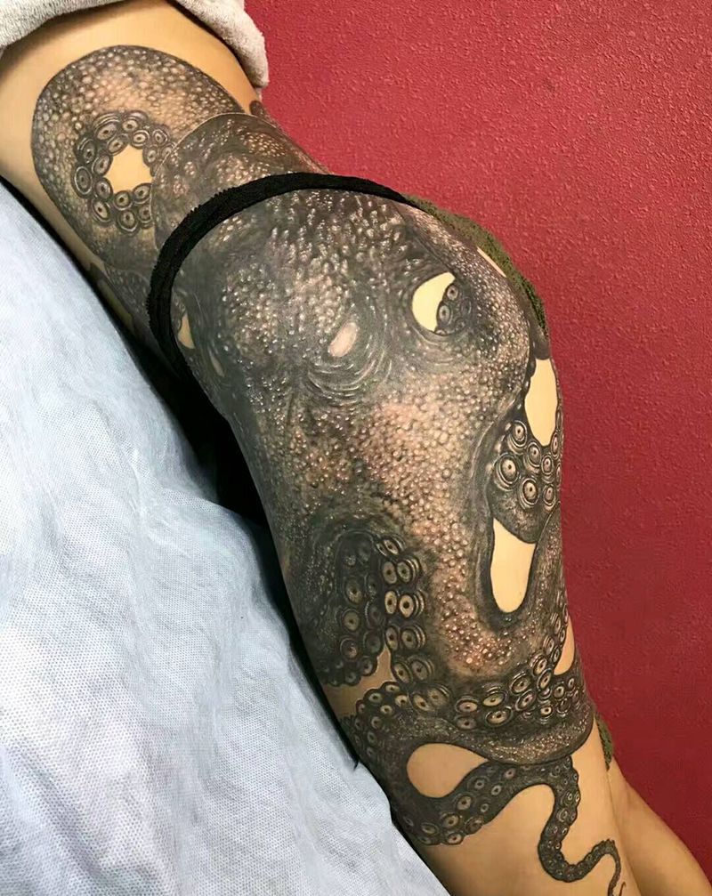 惊骇章鱼纹身图片