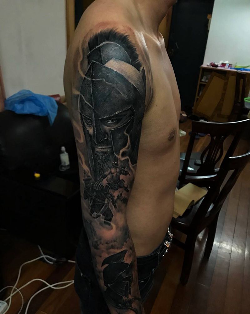 花臂纹身图片_手臂手部欧美写实人物 花臂纹身图案