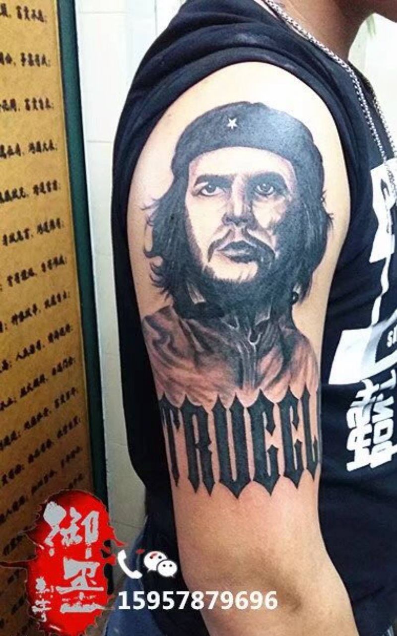 偶像崇拜纹身纹身图片_人物肖像传统习俗写实手臂成品纹身图案