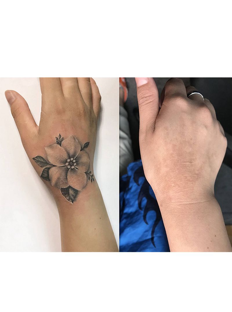 素花纹身图片_手部纹身图案