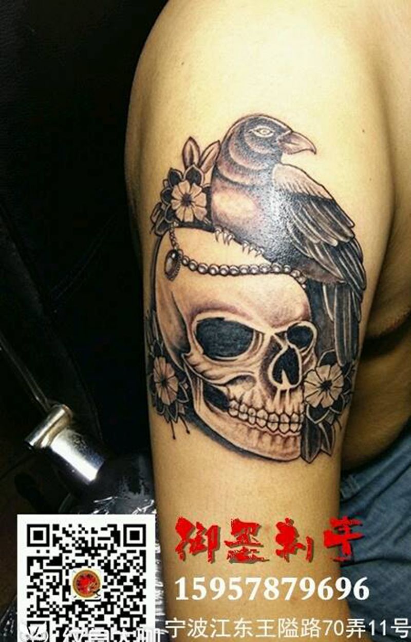 大臂纹身纹身图片_手臂传统动物鬼神成品纹身图案