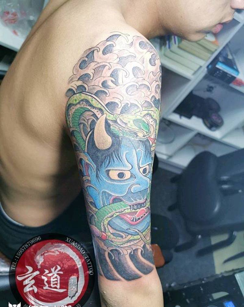 般若纹身图片_手臂老传统纹身图案