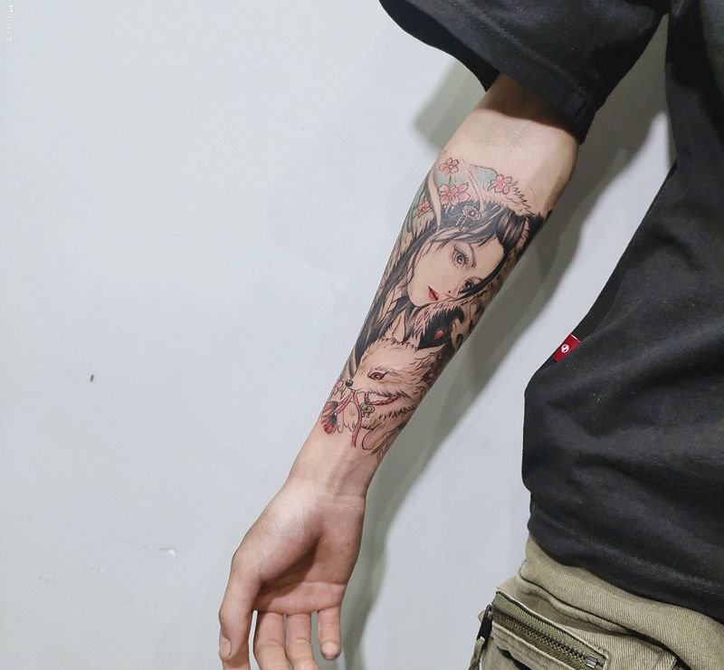 艺伎纹身图片_手部新传统纹身图案