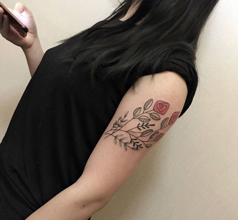 简笔玫瑰花纹身图片