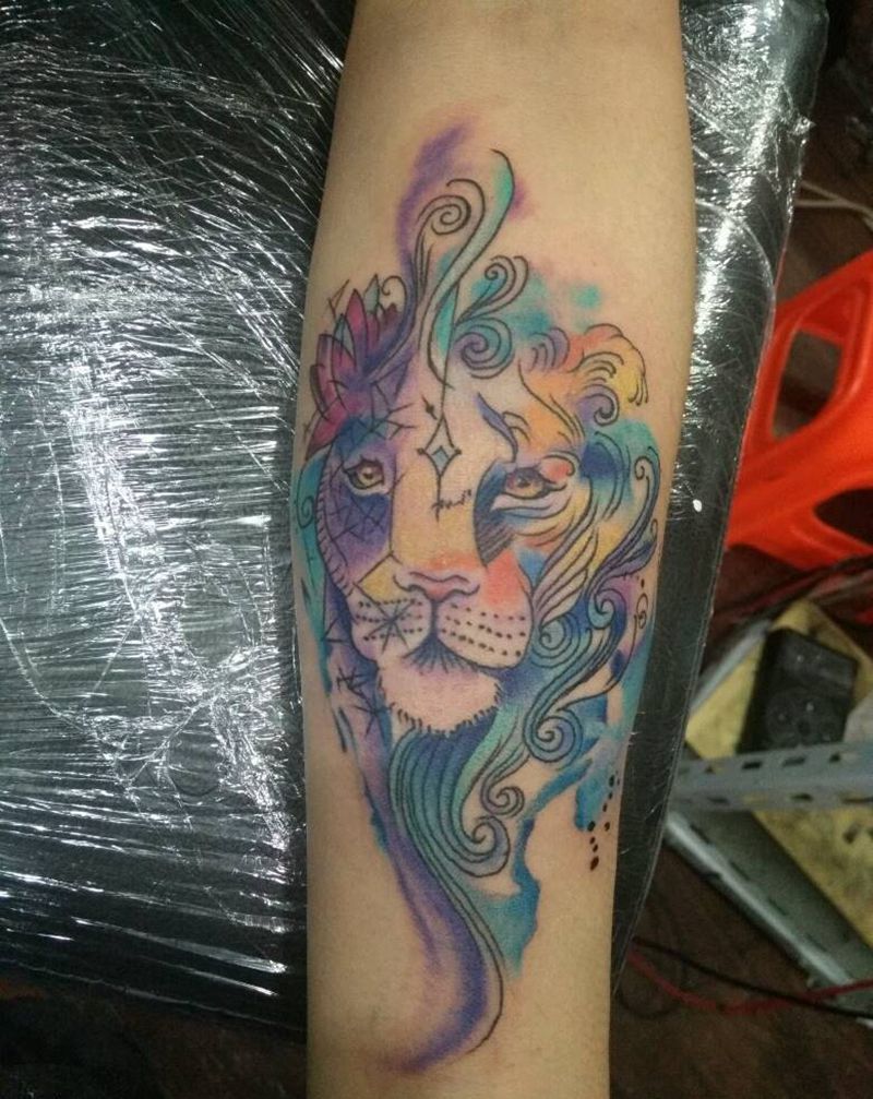 手臂狮子纹身图片