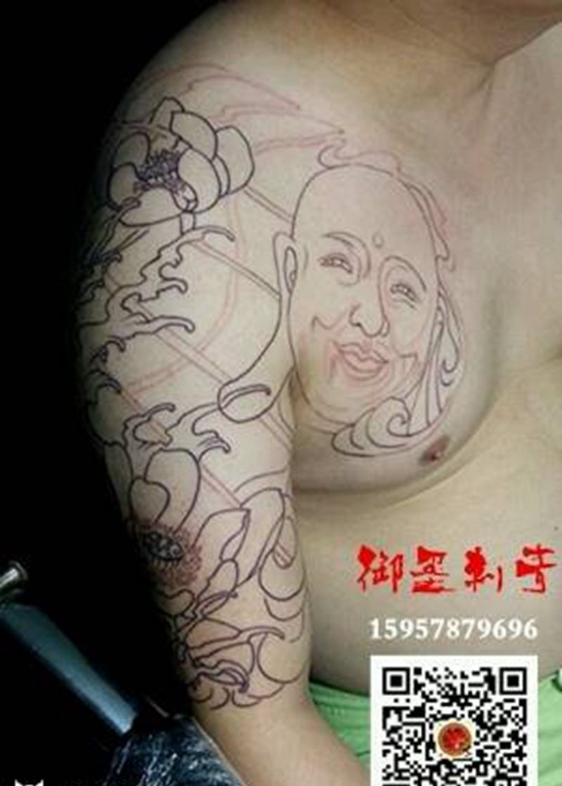 半甲纹身纹身图片_胸部手臂传统习俗人物成品纹身图案