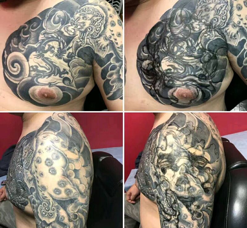 遮盖修改纹身图片_肩部手臂原创纹身图案