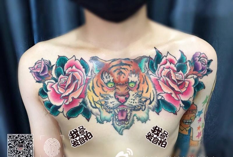 school纹身图片_胸部植物动物成品欧美纹身图案