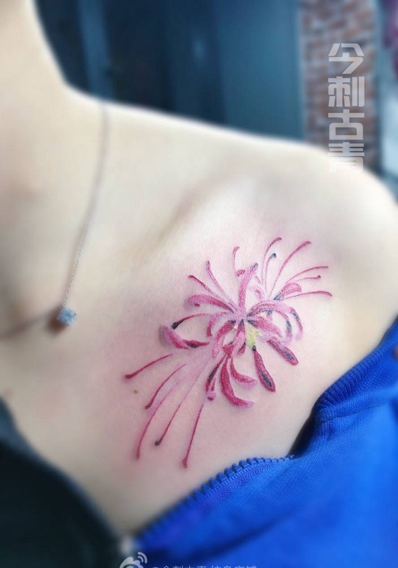 彼岸花，花开不见叶纹身图片_清新纹身图案