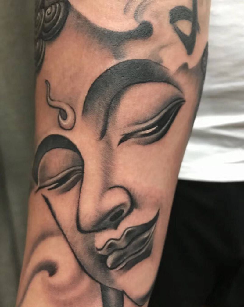 小臂纹身图片_手臂手部新传统佛 手臂纹身图案