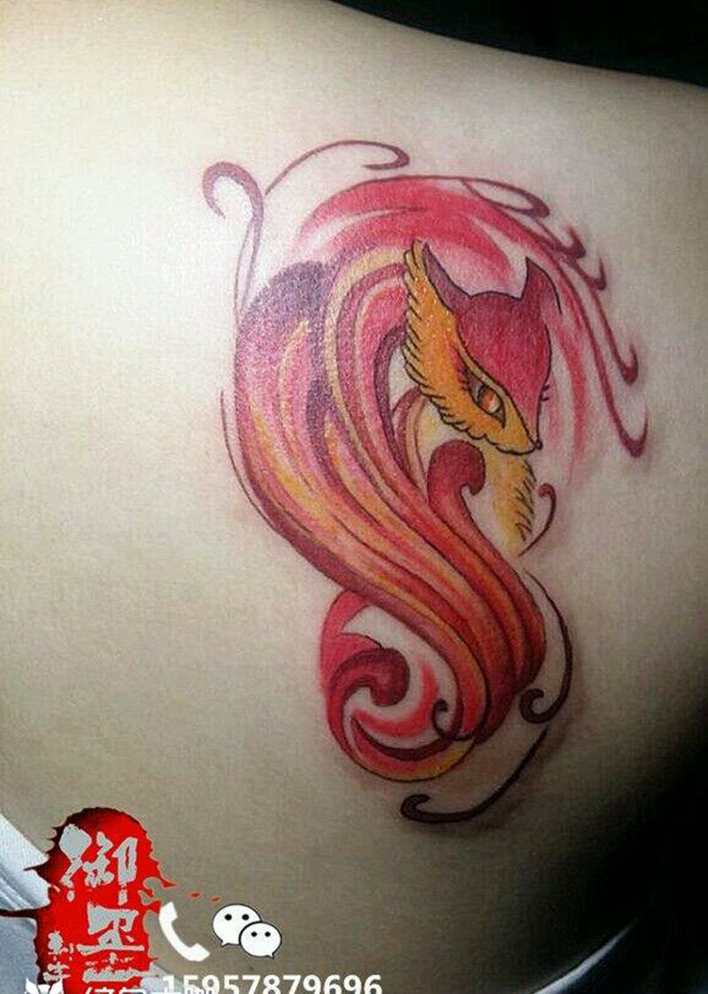 狐纹身图片_肩部传统动物成品纹身图案