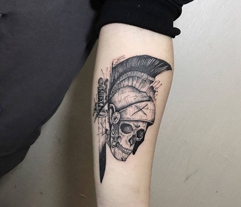 小臂骷髅纹身图片