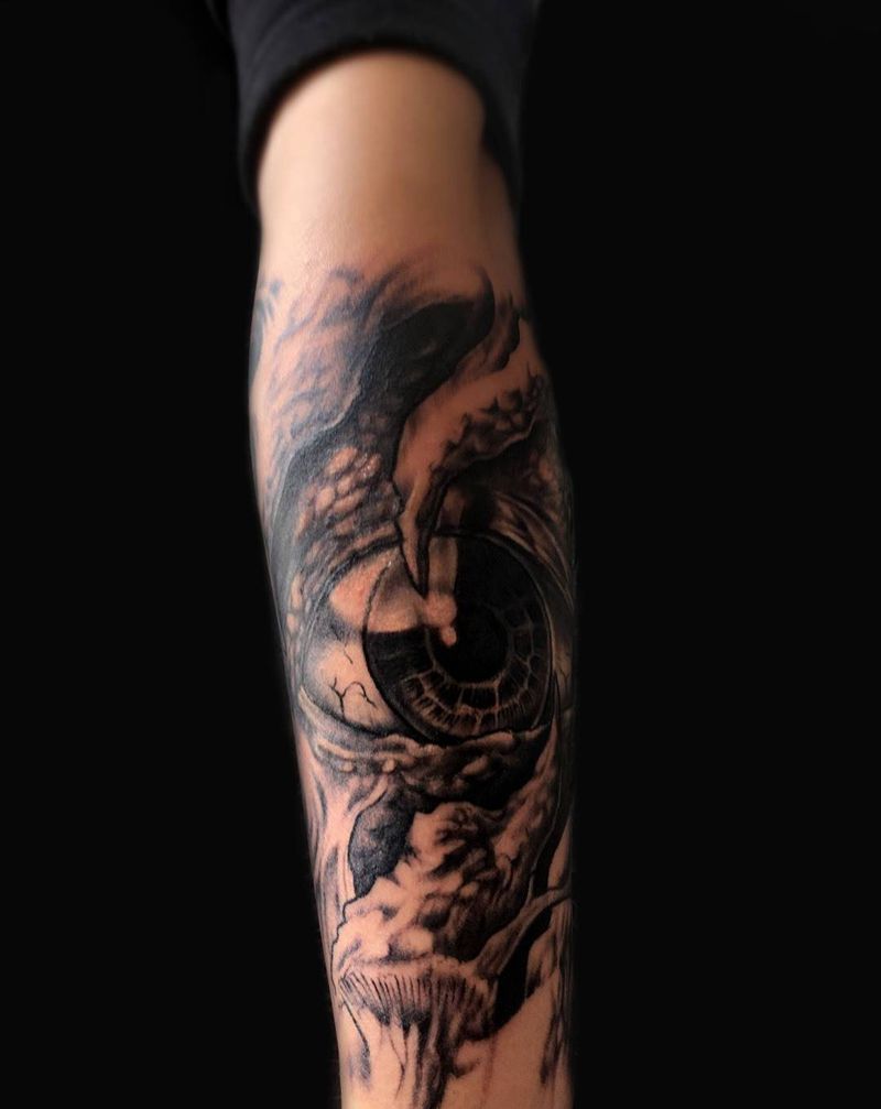 生化3D眼睛纹身纹身图片_手稿成品手部手臂欧美写实鬼神宗教原创人物纹身图案