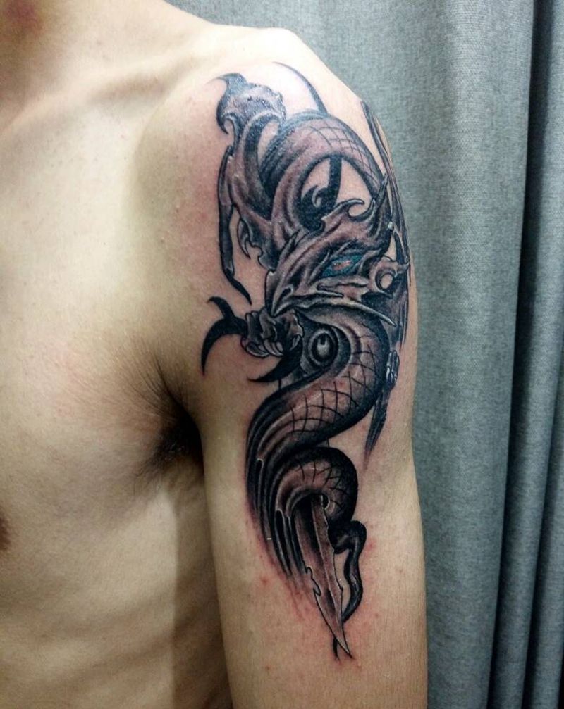 大臂纹身纹身图片_手臂传统鬼神成品纹身图案