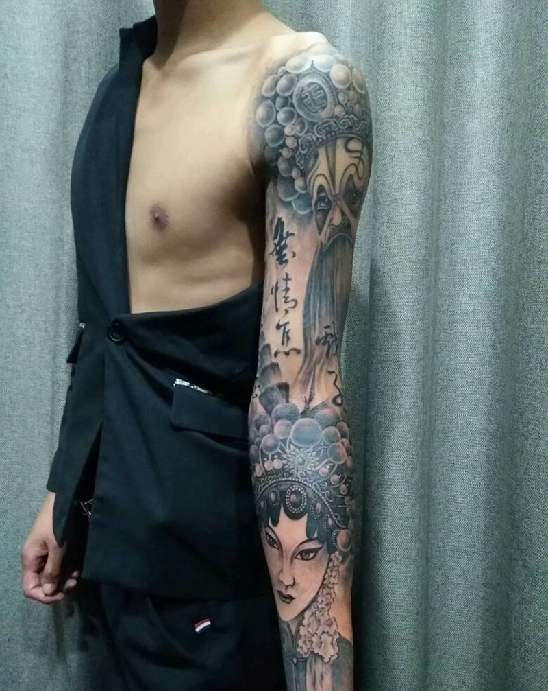 霸王别姬花臂纹身图片