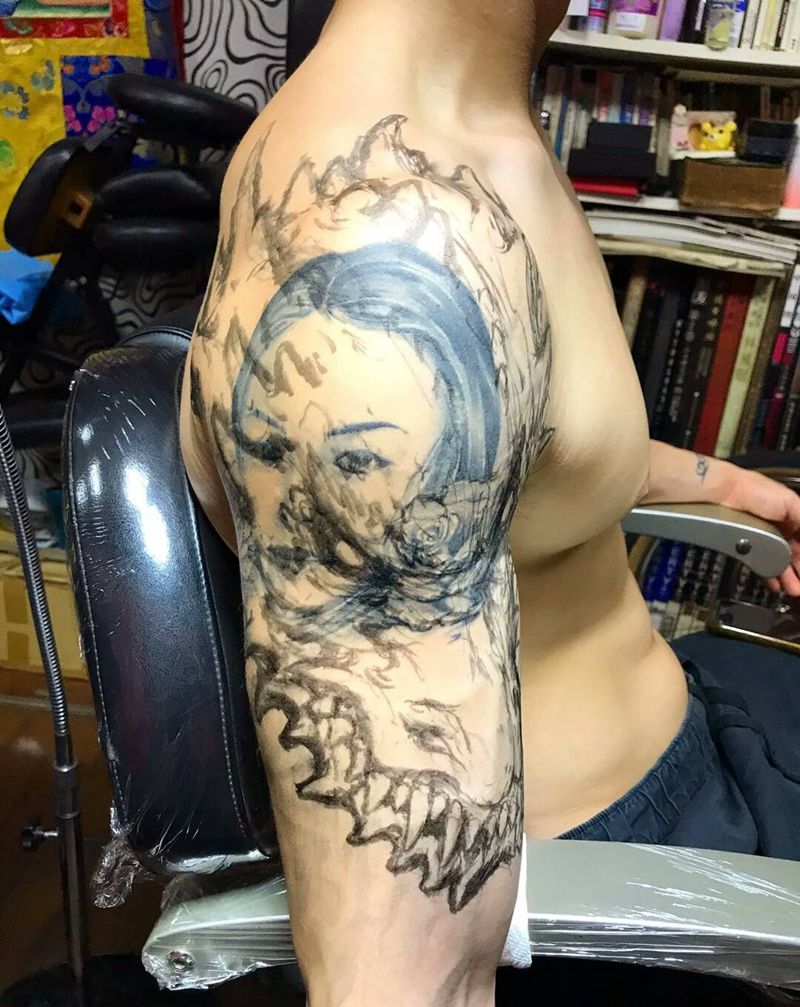 遮盖纹身图片_手臂新传统纹身图案