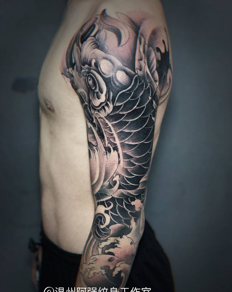 花臂纹身图片_手臂新传统纹身图案