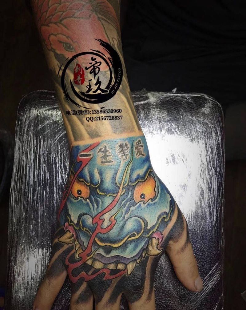 手背般若纹身图片