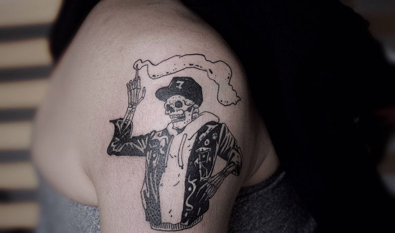 骷髅纹身图片_手臂纹身图案