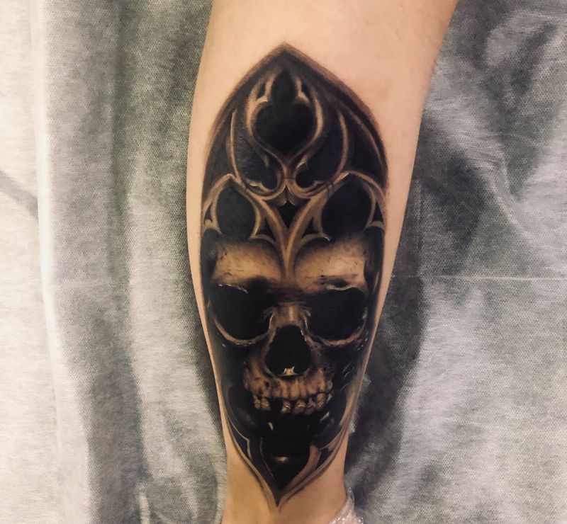 骷髅纹身图片_欧美写实纹身图案