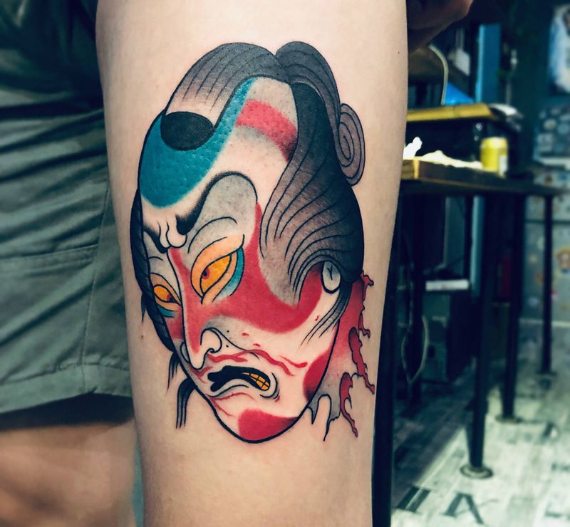 生首纹身图片_新传统纹身图案