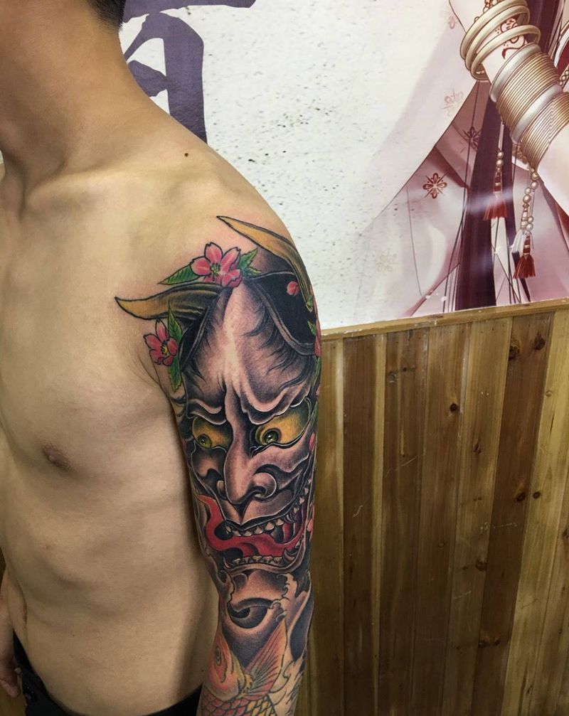 大臂般若纹身图片