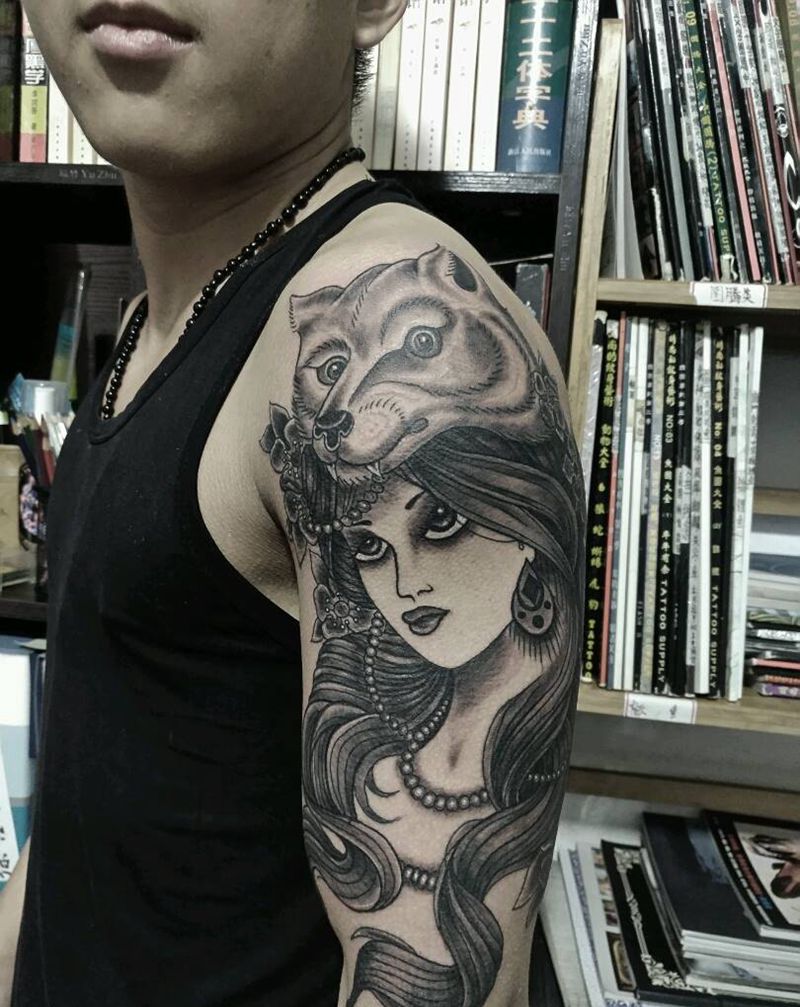 欧美女纹身图片_手臂欧美人物纹身图案