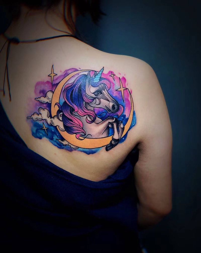 水墨独角兽纹身图片