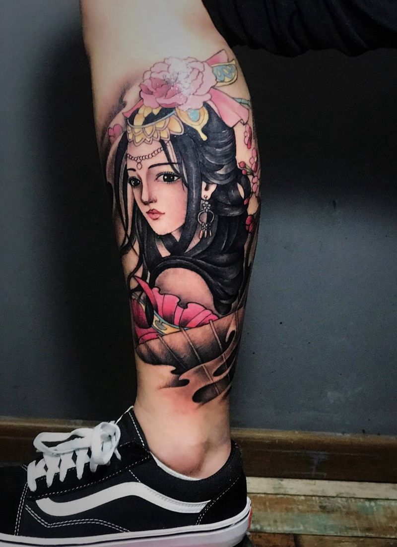 艺妓美女纹身图片