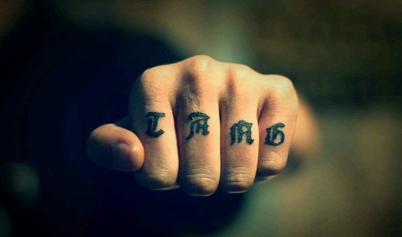 手指纹身图片_手部习俗字符图腾成品纹身图案