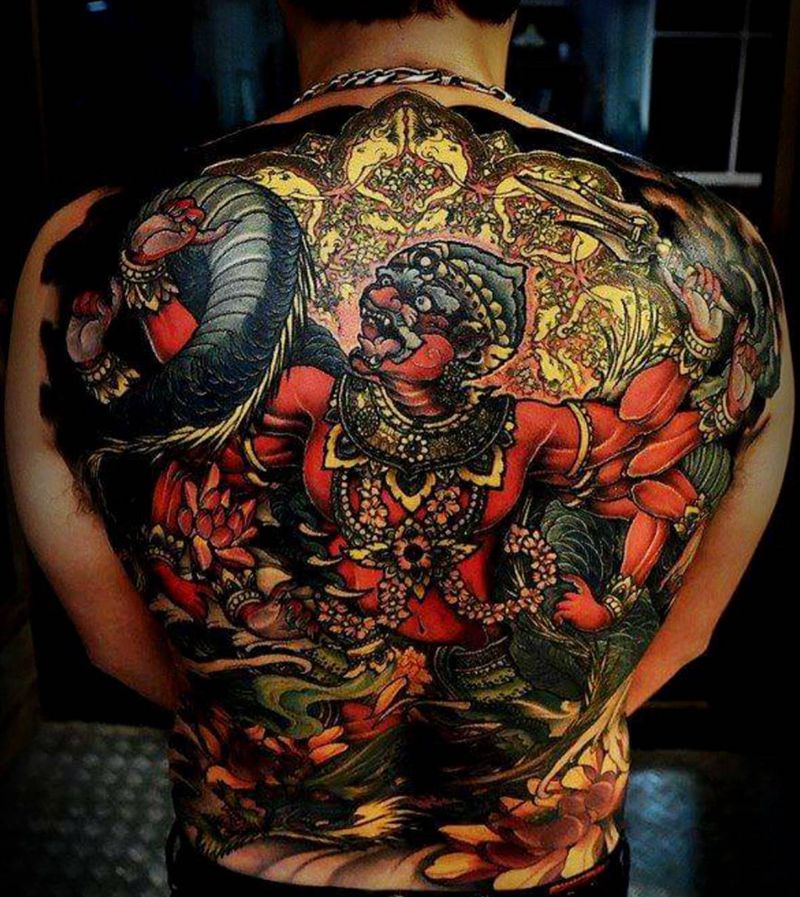 部分作品纹身图片_欧美传统肖像背部手臂成品纹身图案