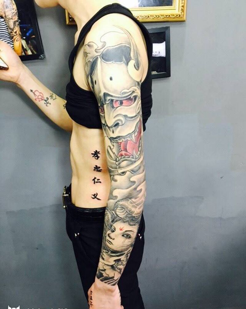 花臂恢复效果纹身图片