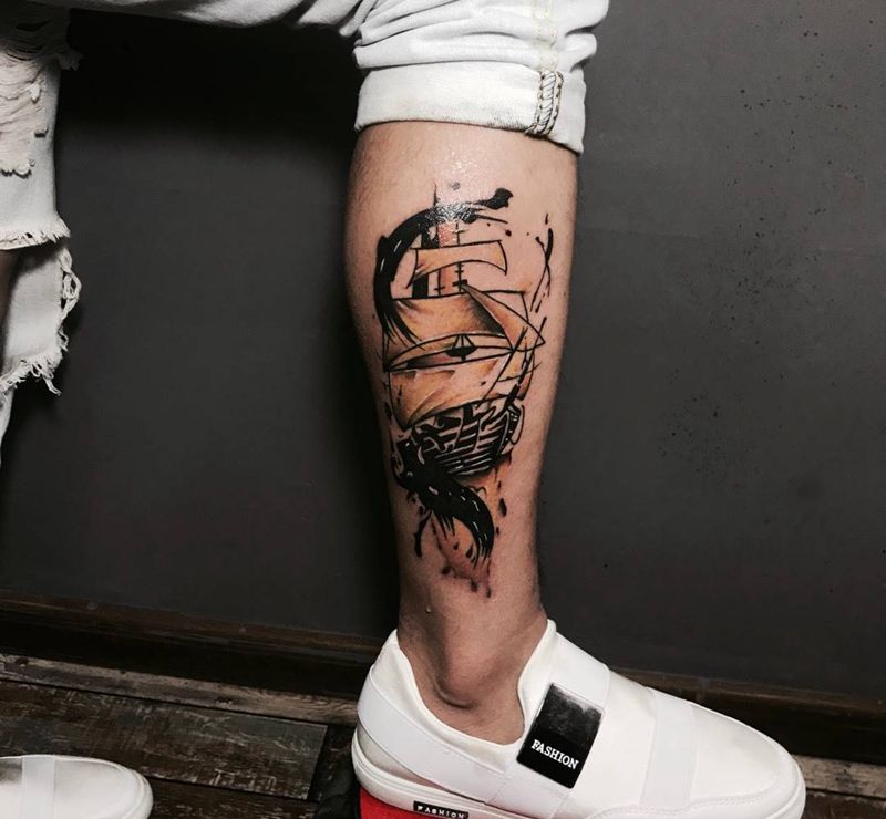 帆船纹身图片