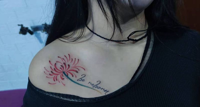 彼岸花纹身图片_手部手臂花体字花纹身图案