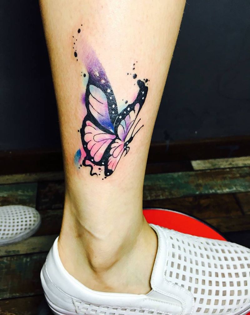 水墨蝴蝶纹身图片